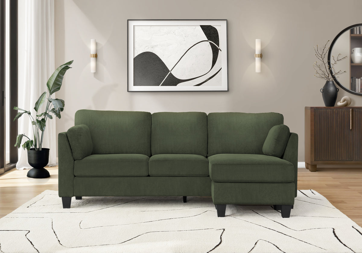 Oslo Facing & Olive Green Fabric Sofa Lounger | Ortholuxe Home