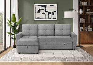 Verona Storage Lounger Grey Fabric Sleeper Sofa | Ortholuxe Home