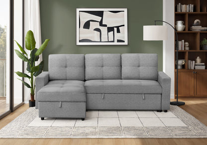 Verona Storage Lounger Grey Fabric Sleeper Sofa | Ortholuxe Home