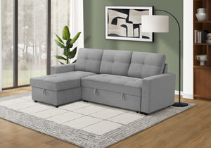 Verona Storage Lounger Grey Fabric Sleeper Sofa | Ortholuxe Home - Photo 2