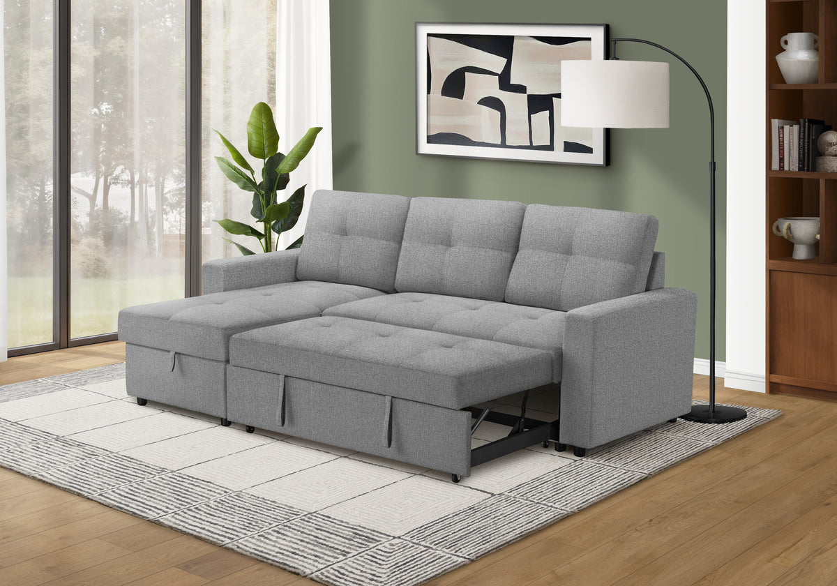 Verona Storage Lounger Grey Fabric Sleeper Sofa | Ortholuxe Home - Photo 3