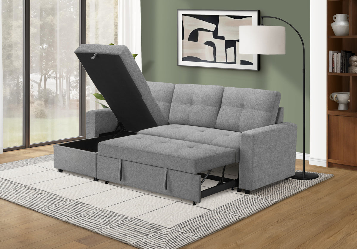 Verona Storage Lounger Grey Fabric Sleeper Sofa | Ortholuxe Home - Photo 4