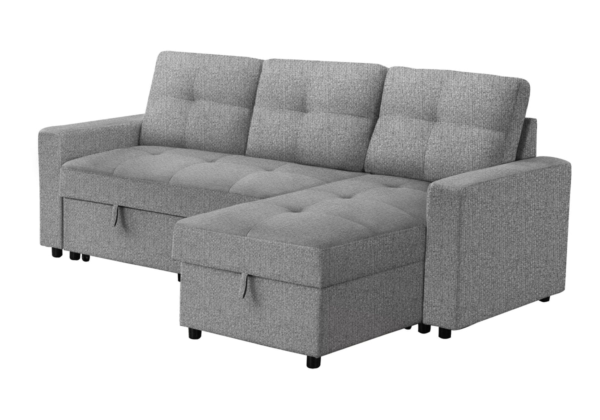Verona Storage Lounger Grey Fabric Sleeper Sofa | Ortholuxe Home - Photo 9