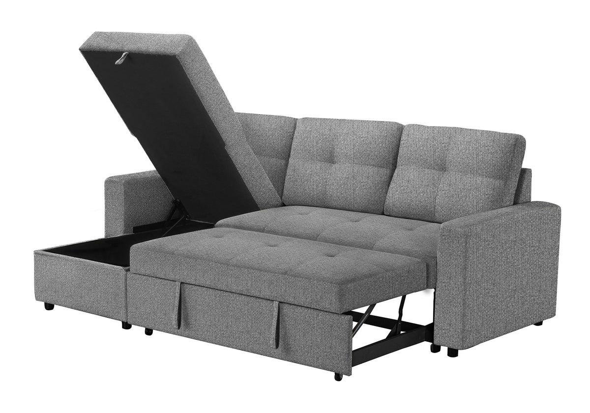 Verona Storage Lounger Grey Fabric Sleeper Sofa | Ortholuxe Home - Photo 12