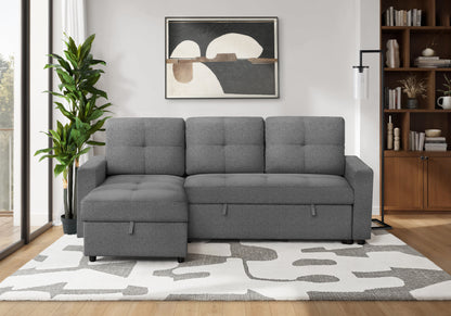 Verona Storage Lounger Grey Fabric Sleeper Sofa | Ortholuxe Home