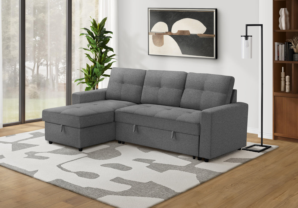 Verona Storage Lounger Grey Fabric Sleeper Sofa | Ortholuxe Home - Photo 2