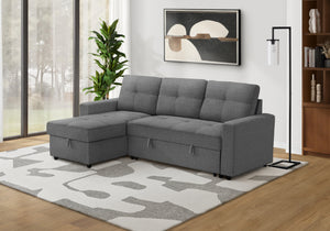 Verona Storage Lounger Grey Fabric Sleeper Sofa | Ortholuxe Home - Photo 2