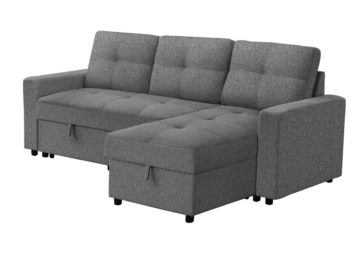 Verona Storage Lounger Grey Fabric Sleeper Sofa | Ortholuxe Home - Photo 9