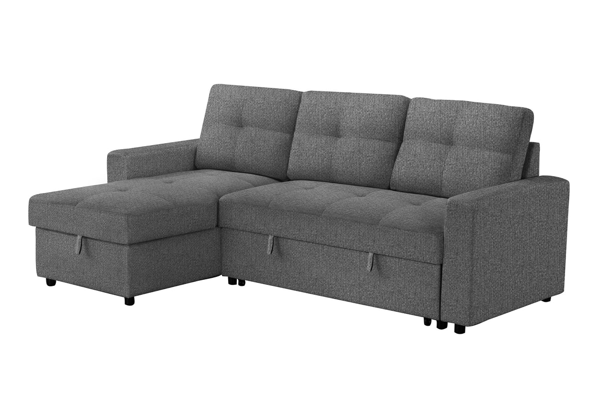 Verona Storage Lounger Grey Fabric Sleeper Sofa | Ortholuxe Home - Photo 10