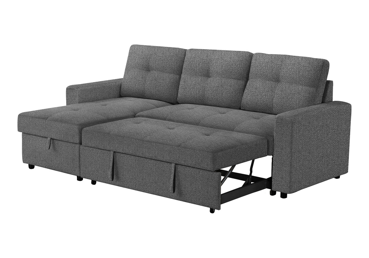 Verona Storage Lounger Grey Fabric Sleeper Sofa | Ortholuxe Home - Photo 11