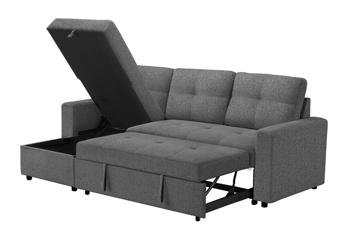 Verona Storage Lounger Grey Fabric Sleeper Sofa | Ortholuxe Home - Photo 12