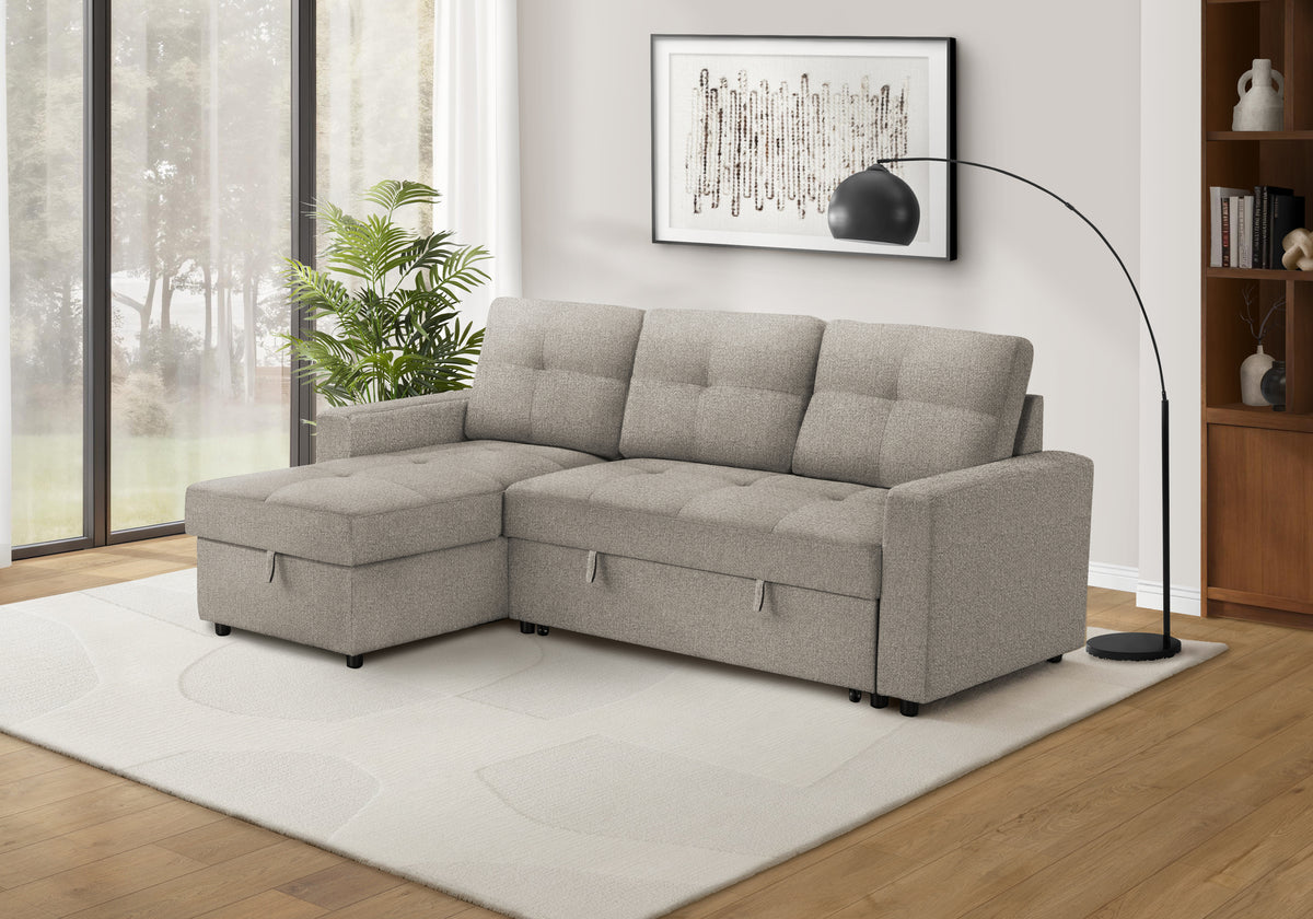 Verona Storage Lounger Brown Fabric Sleeper Sofa | Ortholuxe Home - Photo 2