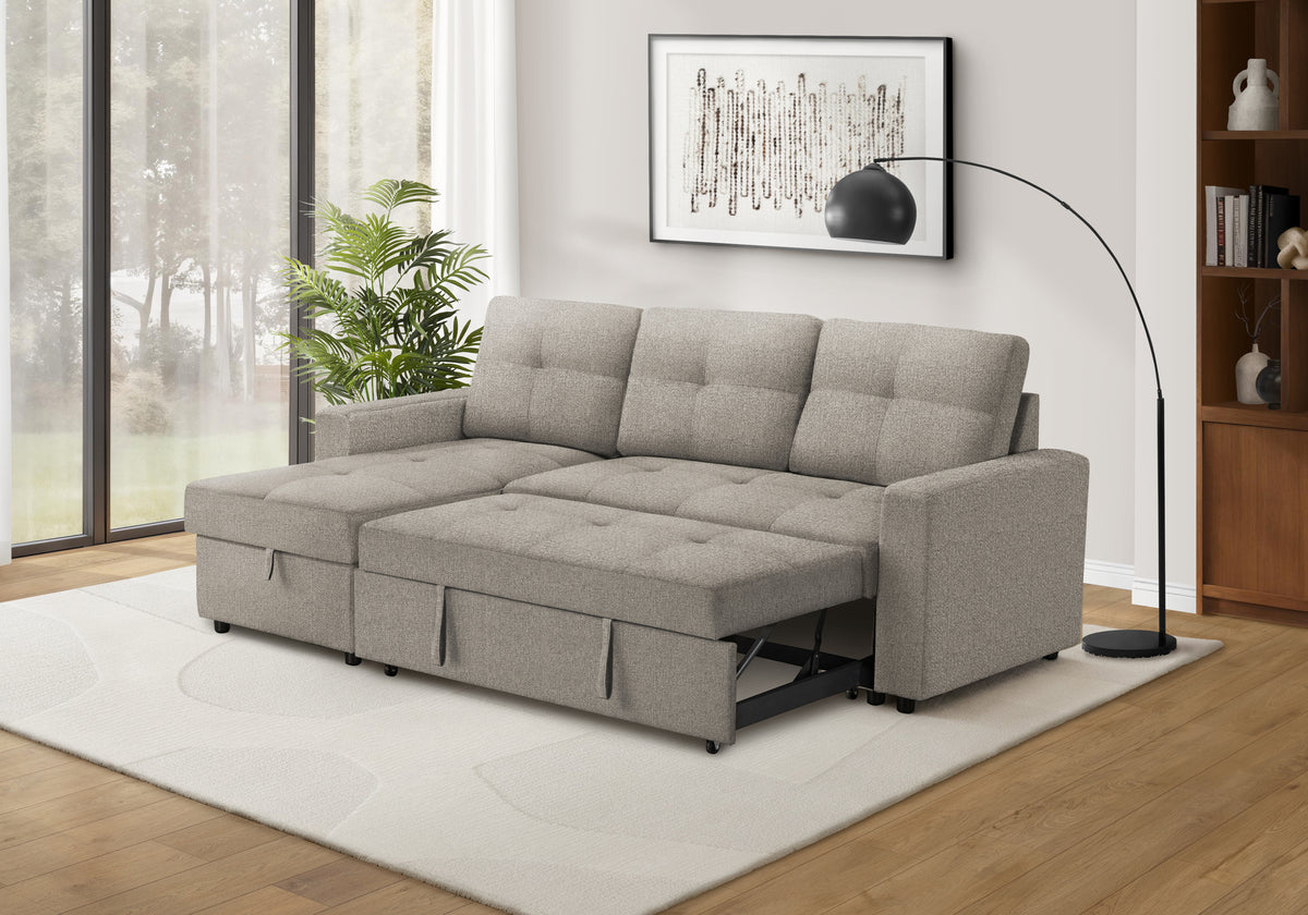 Verona Storage Lounger Brown Fabric Sleeper Sofa | Ortholuxe Home - Photo 3