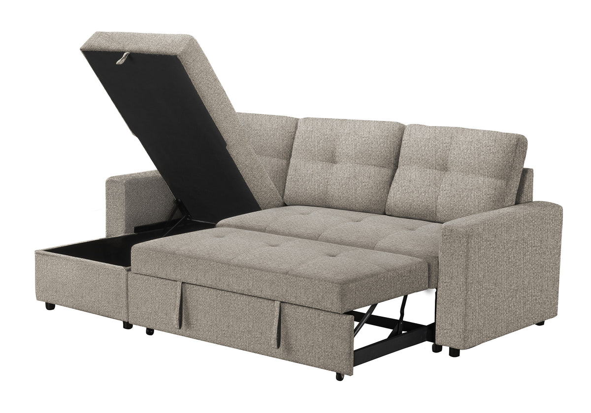 Verona Storage Lounger Brown Fabric Sleeper Sofa | Ortholuxe Home - Photo 8
