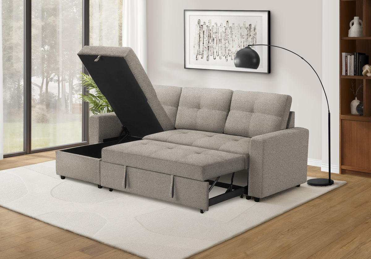 Verona Storage Lounger Brown Fabric Sleeper Sofa | Ortholuxe Home - Photo 4