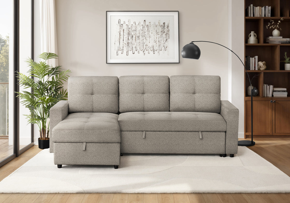 Verona Storage Lounger Brown Fabric Sleeper Sofa | Ortholuxe Home