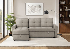 Verona Storage Lounger Brown Fabric Sleeper Sofa | Ortholuxe Home