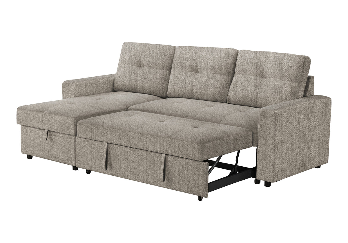 Verona Storage Lounger Brown Fabric Sleeper Sofa | Ortholuxe Home - Photo 11