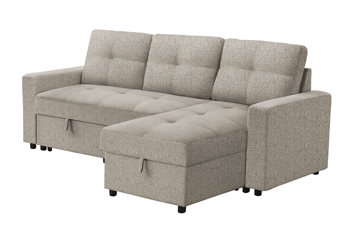 Verona Storage Lounger Brown Fabric Sleeper Sofa | Ortholuxe Home - Photo 13