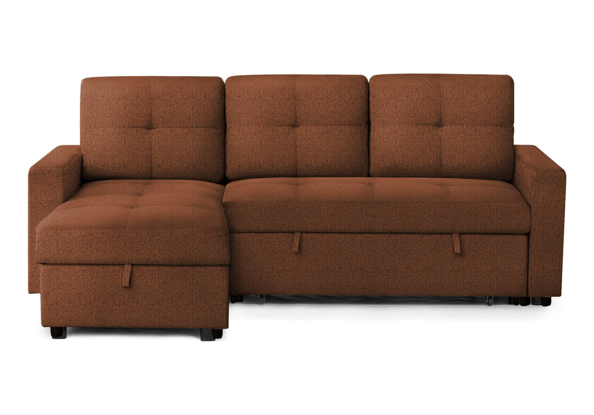 Verona Storage Lounger Rust Fabric Sleeper Sofa | Ortholuxe Home - Photo 2
