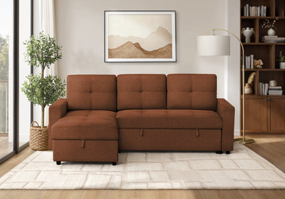 Verona Storage Lounger Rust Fabric Sleeper Sofa | Ortholuxe Home