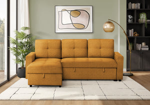 Verona Storage Lounger Orange Fabric Sleeper Sofa | Ortholuxe Home