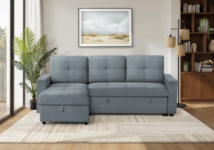 Verona Storage Lounger Blue Fabric Sleeper Sofa | Ortholuxe Home