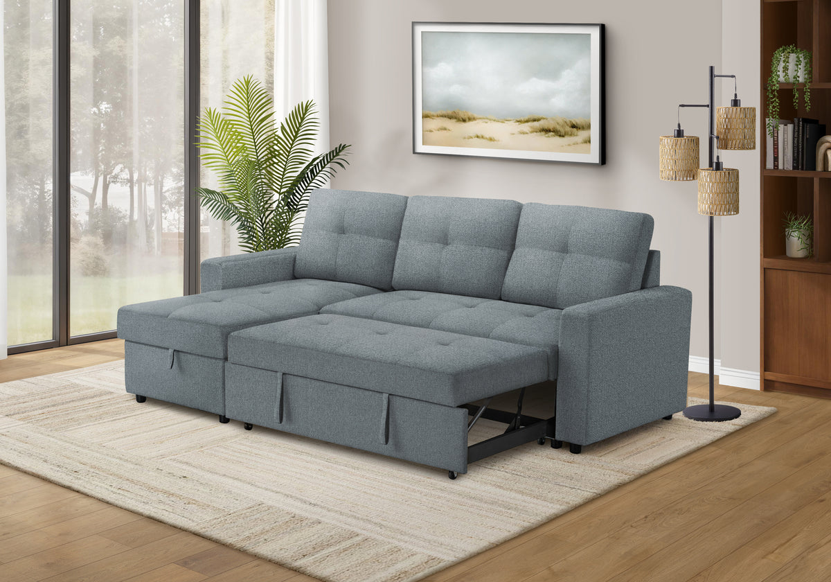 Verona Storage Lounger Blue Fabric Sleeper Sofa | Ortholuxe Home - Photo 3
