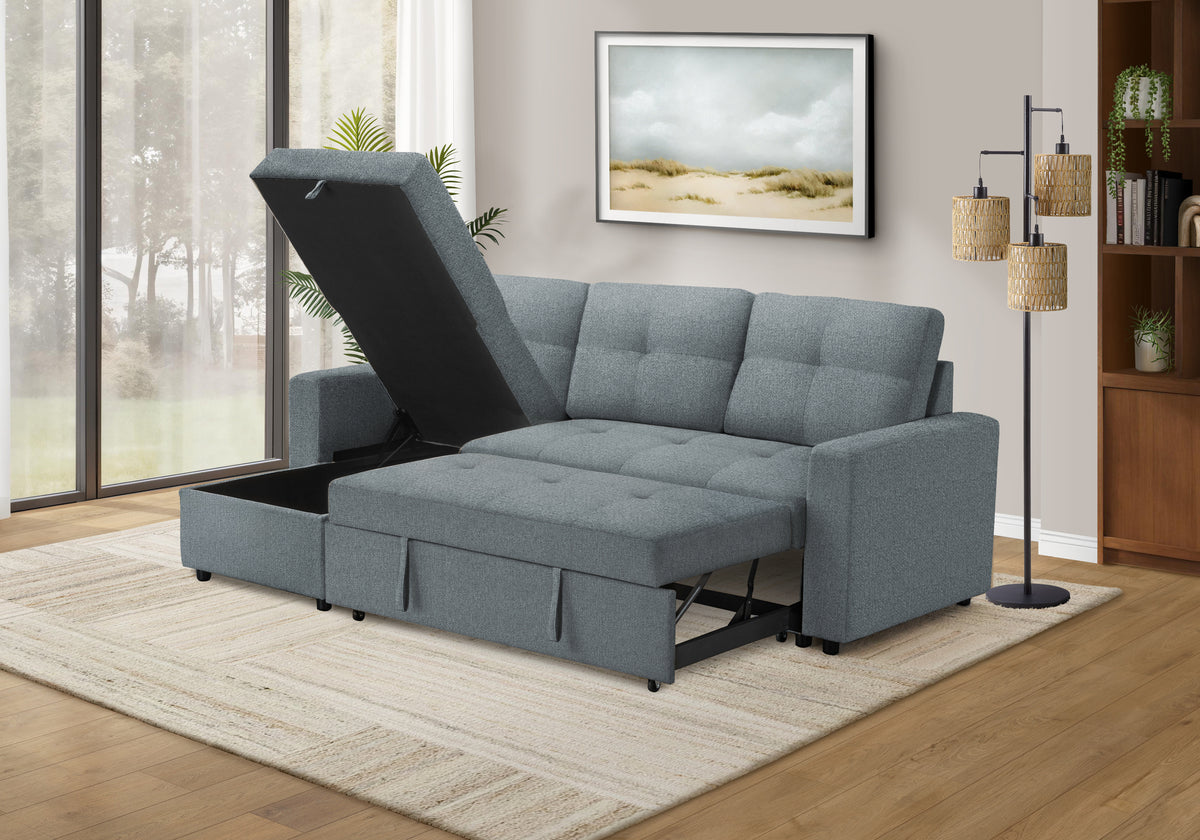 Verona Storage Lounger Blue Fabric Sleeper Sofa | Ortholuxe Home - Photo 4
