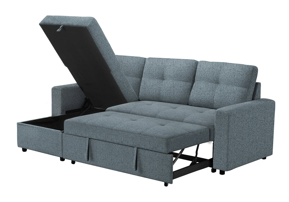 Verona Storage Lounger Blue Fabric Sleeper Sofa | Ortholuxe Home - Photo 8