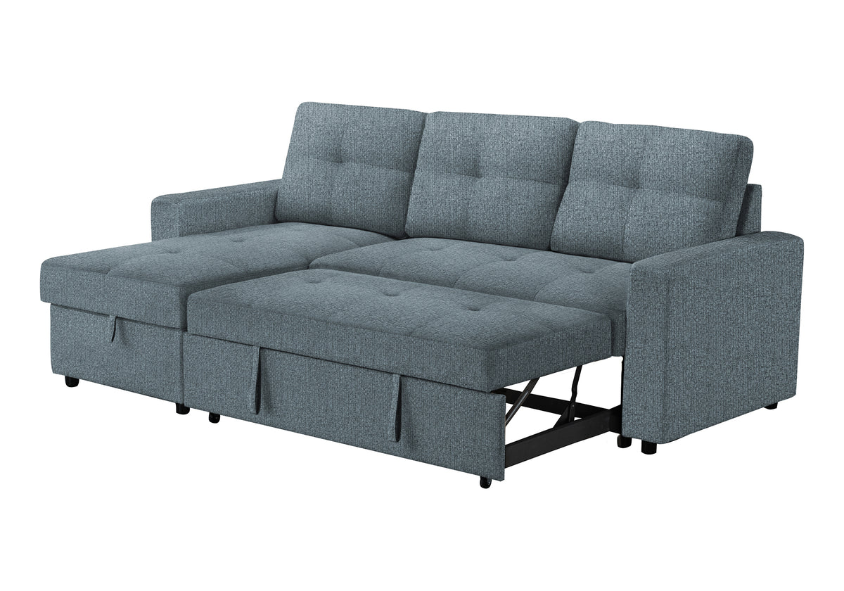 Verona Storage Lounger Blue Fabric Sleeper Sofa | Ortholuxe Home - Photo 11