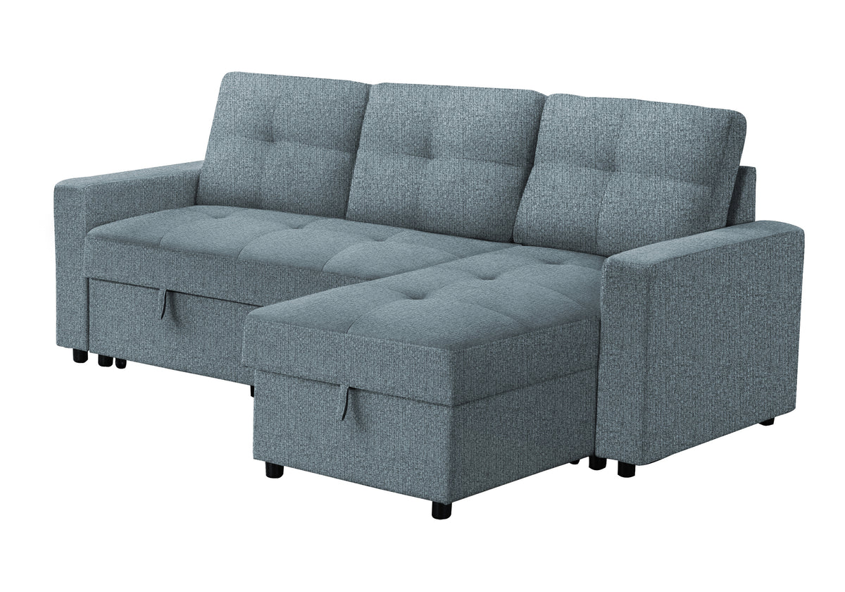 Verona Storage Lounger Blue Fabric Sleeper Sofa | Ortholuxe Home - Photo 13