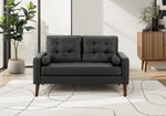Elara Black PU Love Seat with 2 Pillows | Ortholuxe Home