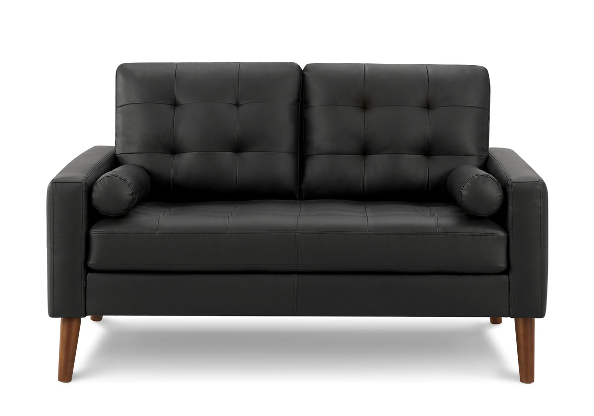 Elara Black PU Love Seat with 2 Pillows | Ortholuxe Home - Photo 2