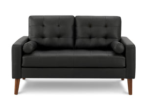 Elara Black PU Love Seat with 2 Pillows | Ortholuxe Home - Photo 2