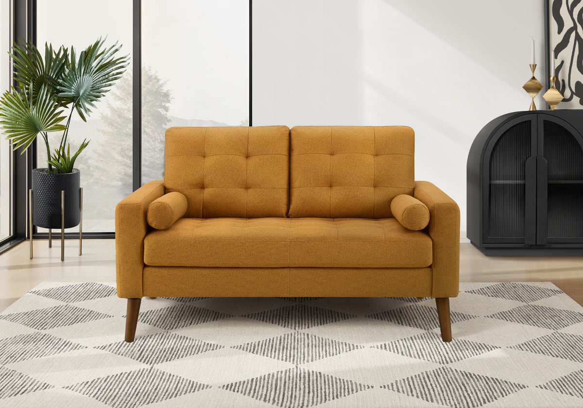 Arden Orange Fabric Love Seat with 2 Pillows | Ortholuxe Home