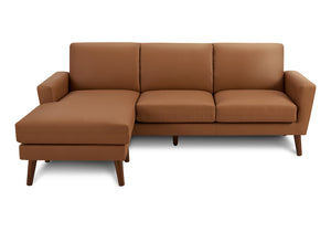 Odette Facing & Cognac PU Sofa Lounger | Ortholuxe Home - Photo 2