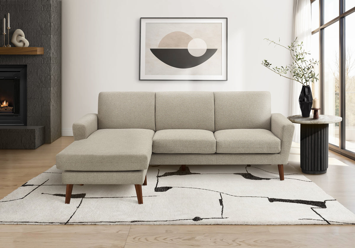Quinn Facing & Light Brown Fabric Sofa Lounger | Ortholuxe Home