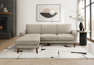 Quinn Facing & Light Brown Fabric Sofa Lounger | Ortholuxe Home