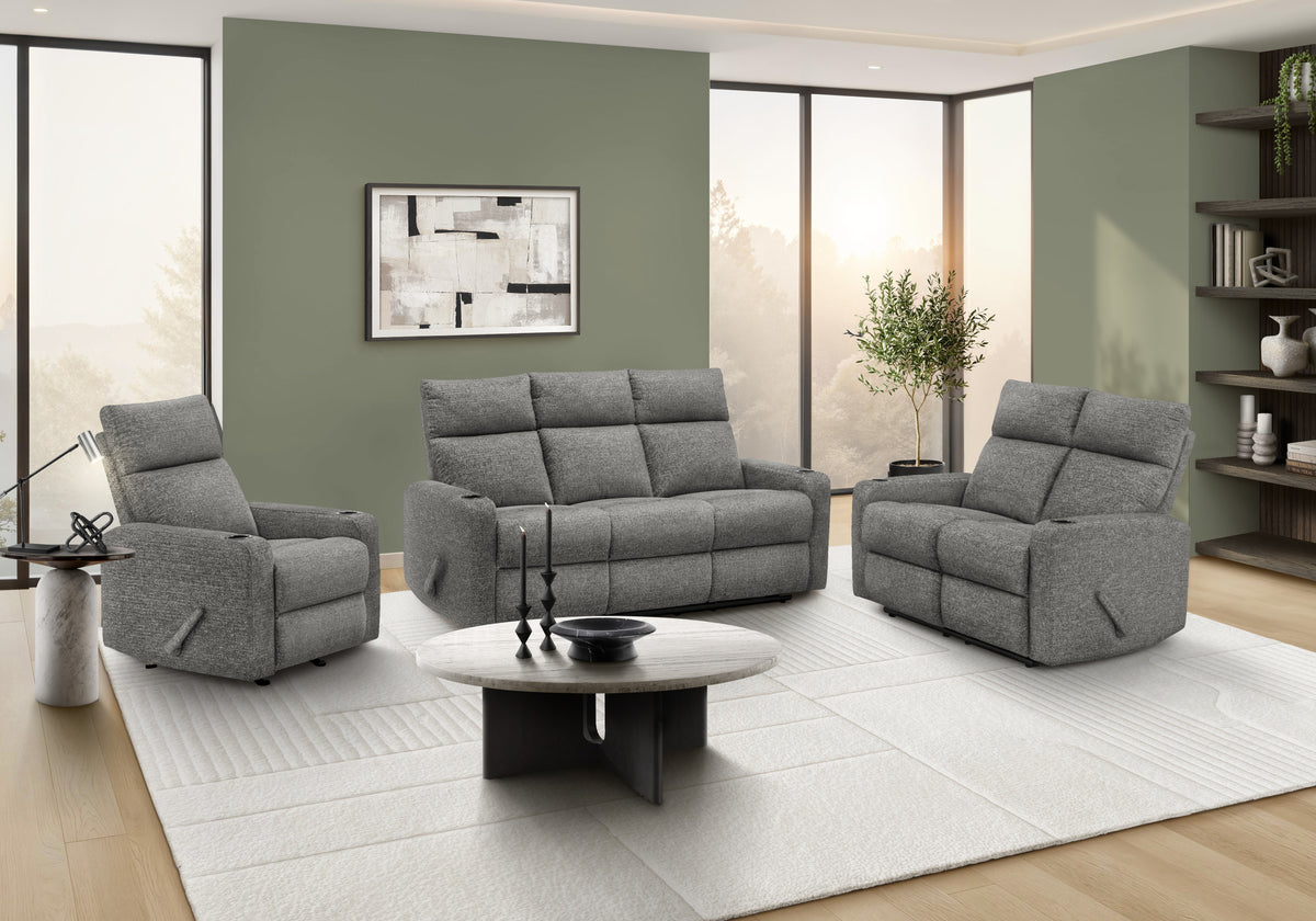 Jolie Grey Fabric Jialian Reclining Sofa | Ortholuxe Home - Photo 2
