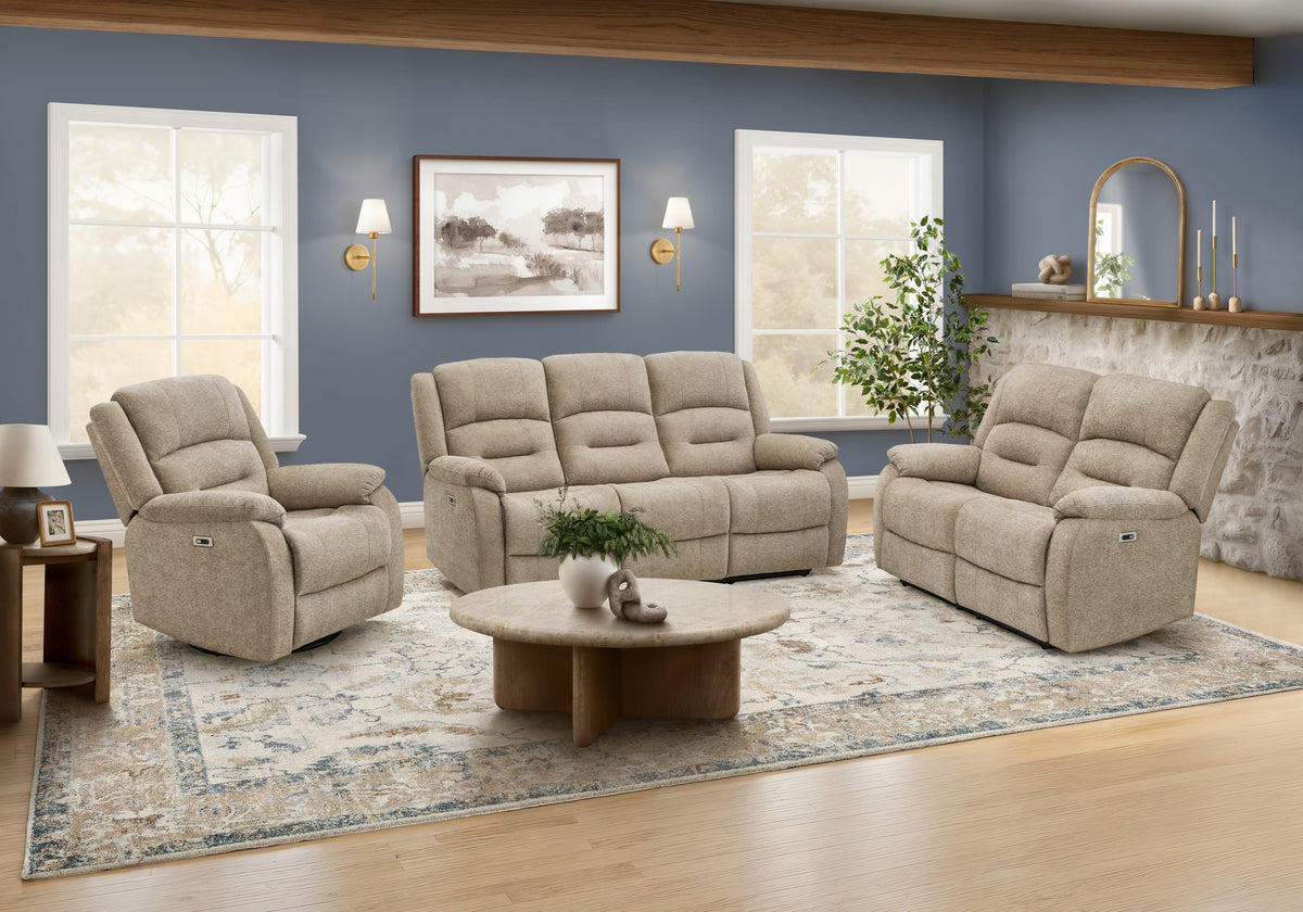 Sorrento Beige Fabric Sky Reclining Love Seat | Ortholuxe Home - Photo 2