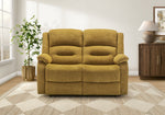 Sorrento Gold Fabric Sky Reclining Love Seat | Ortholuxe Home