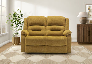Sorrento Gold Fabric Sky Reclining Love Seat | Ortholuxe Home