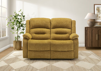 Sorrento Gold Fabric Sky Reclining Love Seat | Ortholuxe Home