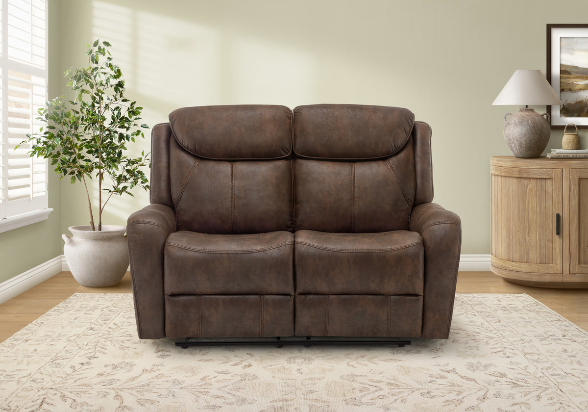 Vienna Brown PU Reclining Love Seat | Ortholuxe Home