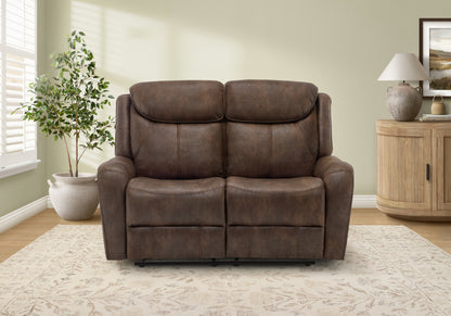 Vienna Brown PU Reclining Love Seat | Ortholuxe Home