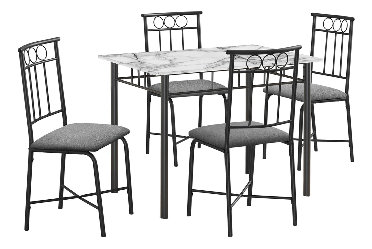 Nolan White Marble & Black Metal Dining Set (Set of 5) | Ortholuxe Home - Photo 2