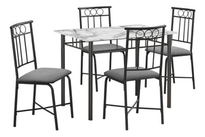 Nolan White Marble & Black Metal Dining Set (Set of 5) | Ortholuxe Home - Photo 2
