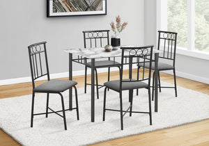 Nolan White Marble & Black Metal Dining Set (Set of 5) | Ortholuxe Home