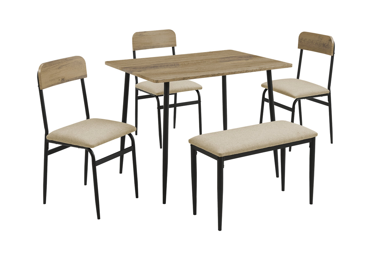 Olympia Rustic Oak & Black Metal Dining Set (Set of 5) | Ortholuxe Home - Photo 2